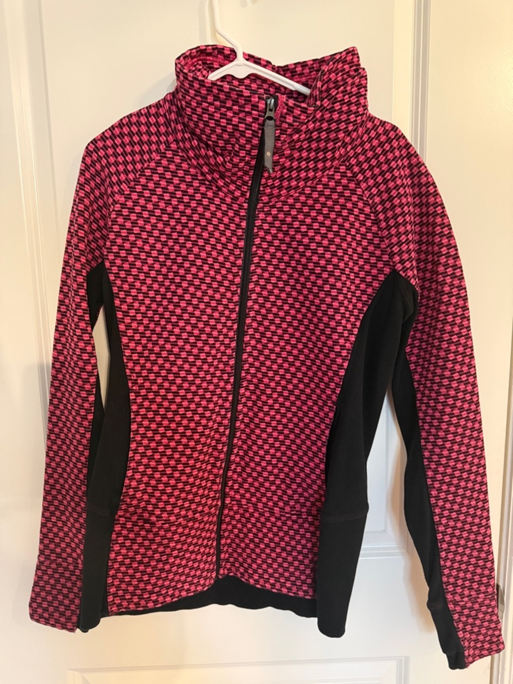 lululemon athletica Pink & Black Patterned Full-Zip Jacket
